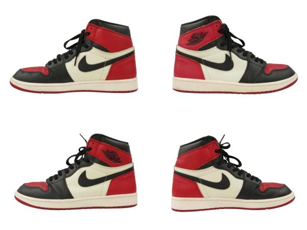 【中古】ナイキ NIKE エアジョーダン1 レトロ ハイ ブレッドトゥ AIR JORDAN 1 RETRO HIGH OG BRED TOE 28.0cm メンズ