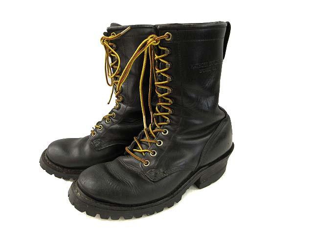 【中古】ハソーン HATHORN エクスプローラー EXPLORER レースアップ ブーツ レザー 編み上げ ブラック 7.5 EE