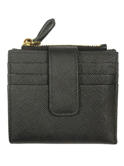 プラダ 二つ折り財布 コンパクトウォレット ブラック 黒 サフィアーノ