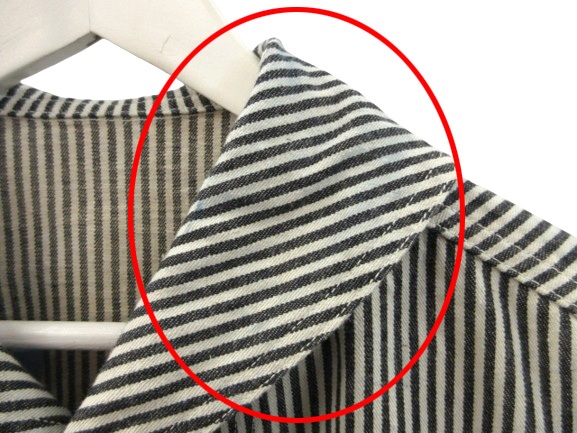 【中古】ウエアハウス WAREHOUSE 2220 U.S.NAVY SHAWL COLLAR COVERALL カバーオール ヒッコリー 40 ホワイト