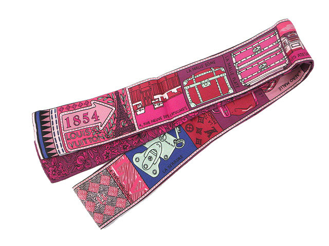 【中古】ルイヴィトン LOUIS VUITTON バンドーBB ジュ ドゥ ルイ シルク スカーフ ピンク系 絹 レディース