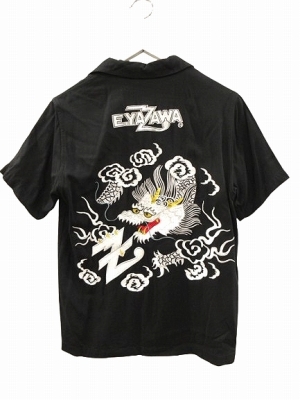【中古】E.YAZAWA 矢沢永吉 ボーリングシャツ スカシャツ オフィシャル 龍 ブラック S メンズ