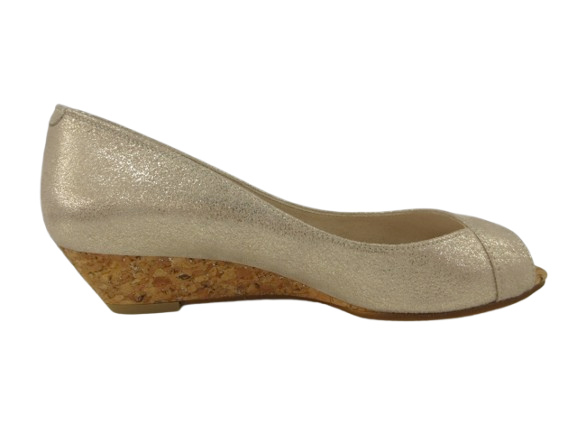 中古】ダイアナ DIANA パンプス オープントゥ ウェッジソール ゴールド