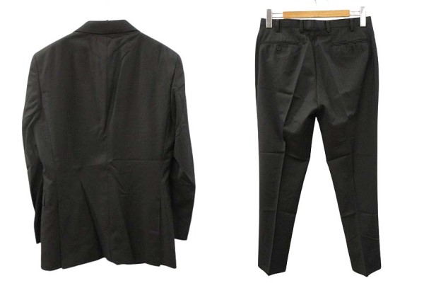 【中古】バーバリーブラックレーベル BURBERRY BLACK LABEL ストライプ セットアップ 2B シングル スーツ 38R 黒_1