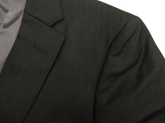 【中古】バーバリーブラックレーベル BURBERRY BLACK LABEL ストライプ セットアップ 2B シングル スーツ 38R 黒_2