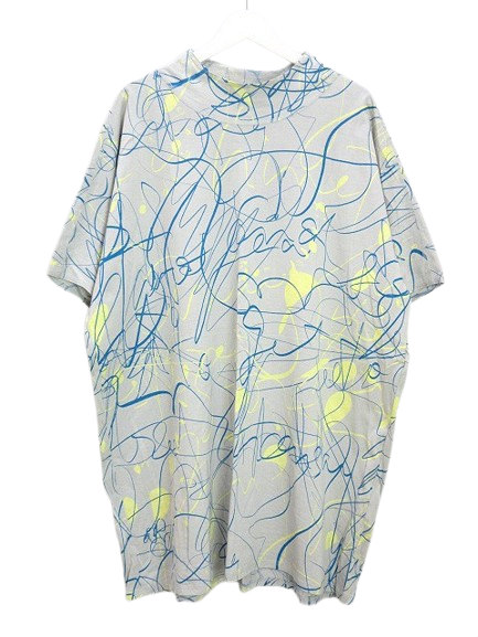 【中古】ヨーガンレール JURGEN LEHL フラー チュニック グレー 白灰 2024SS カットソー プリント コットン ラミー