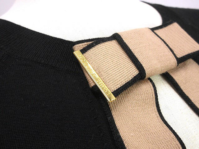 【中古】ルイヴィトン LOUIS VUITTON リボン ニット トップス XS ブラック 黒 ウール 半袖 カットソー レディース 中古】ルイヴィトン LOUIS VUITTON リボン ニット トップス XS