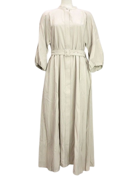 【中古】アドーア ADORE ライトグログランマキシワンピース ベージュ 38 ベルト付き バルーンスリーブ レディース