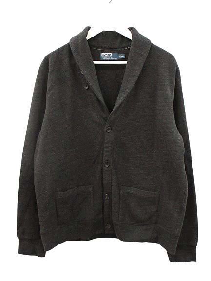 【中古】ポロ バイ ラルフローレン Polo by Ralph Lauren スウェット カーディガン L チャコールグレー 長袖 裏起毛