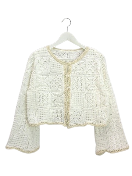 【中古】インゲボルグ INGEBORG パッチワークニットカーディガン 2025SS オフ ホワイト 白 トップス レディース