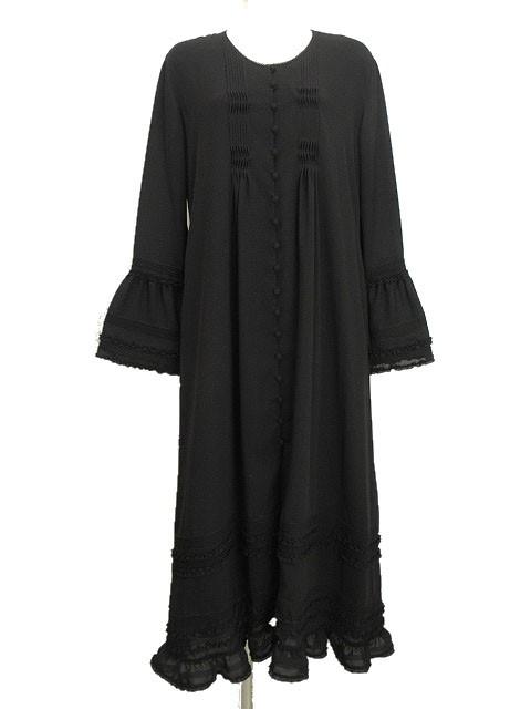 美品✨KANEKO ISAO ブラックフォーマルロングワンピース　ラグラン袖　黒 KANEKO ISAO 黒 長袖 ワンピース