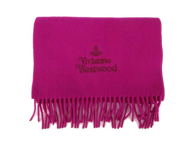 vivienne westwood オーブ刺繍 マフラー ウール系 フリンジ Vivienne