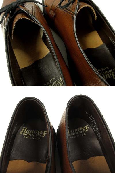 【中古】ヴィンテージ VINTAGE 70s 80s ハノーバー Hanover プレーントゥ ドレスシューズ レザー USA製 茶 9.5_6