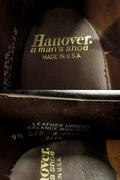 【中古】ヴィンテージ VINTAGE 70s 80s ハノーバー Hanover プレーントゥ ドレスシューズ レザー USA製 茶 9.5_7