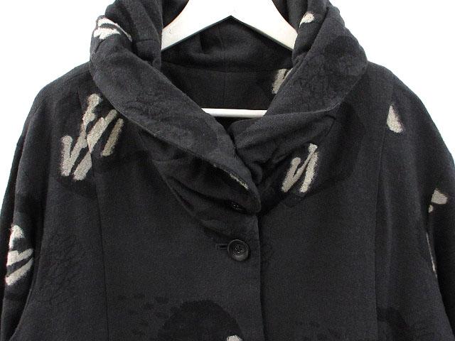 wnc ジウセンソユニコ 慈雨 Sensounico コート ロング 総柄 40 赤 黒系