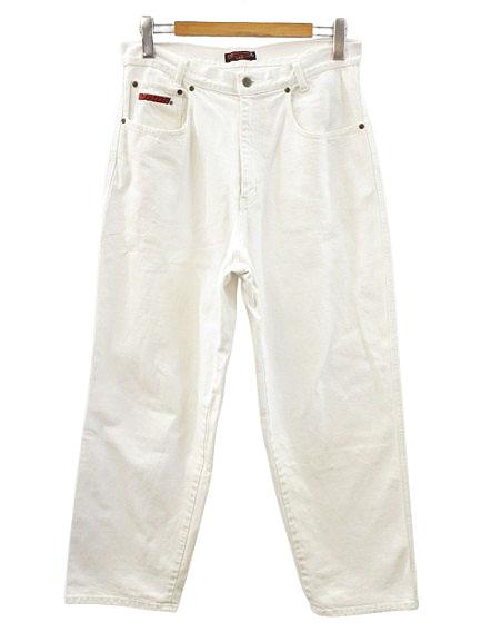 【中古】バンズ VANS 90s ワイドデニムパンツ L 白 ホワイト バギー ジーンズ ヴィンテージ ボトムス メンズ