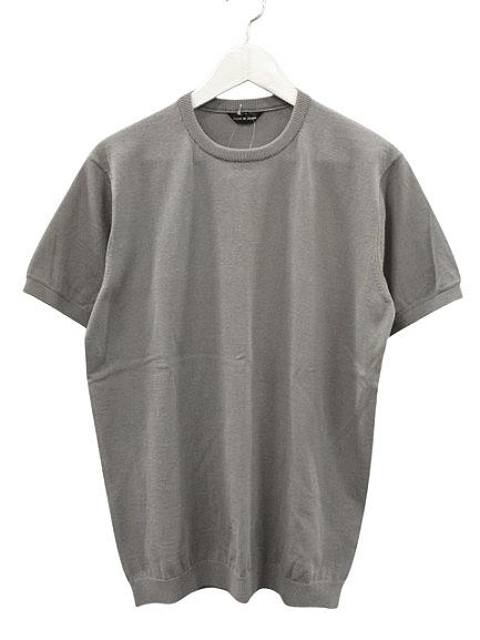 【中古】未使用品 JAPAN MADE屋 ジャパンメイド屋 ラグジュアリーニット L ライトグレー 半袖 カットソー 無地