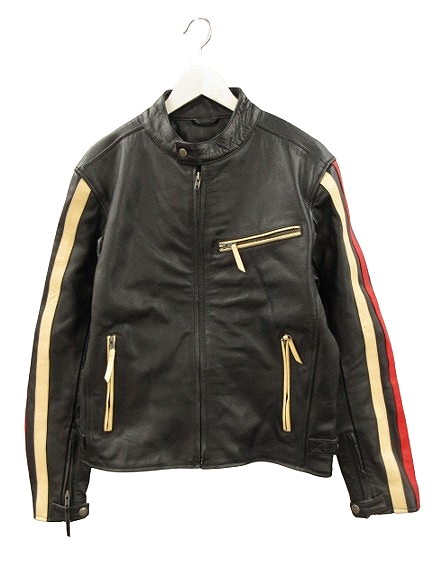 【中古】モトフィールド MOTO FIELD レザーライダースジャケット レーシング モーターサイクル ブラック LL メンズ