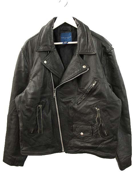 【中古】タウンクラフト TOWNCRAFT 90s レザー ダブル ライダースジャケット ブラック XL メンズ