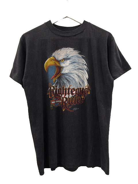 【中古】ハーレーダビッドソン HARLEY DAVIDSON 80s 3D EMBLEM Tシャツ イーグル プリント USA製 ヴィンテージ L