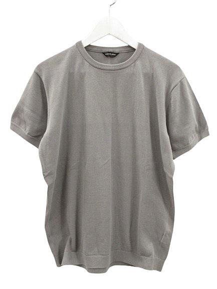 【中古】JAPAN MADE屋 ジャパンメイド屋 ラグジュアリーニット L ライトグレー 半袖 カットソー 無地 トップス メンズ