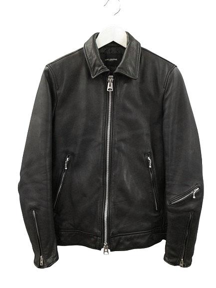 【中古】ナノユニバース nano universe レザージャケット ライダース 中綿 S 黒 ブラック 革ジャン ジップアップ