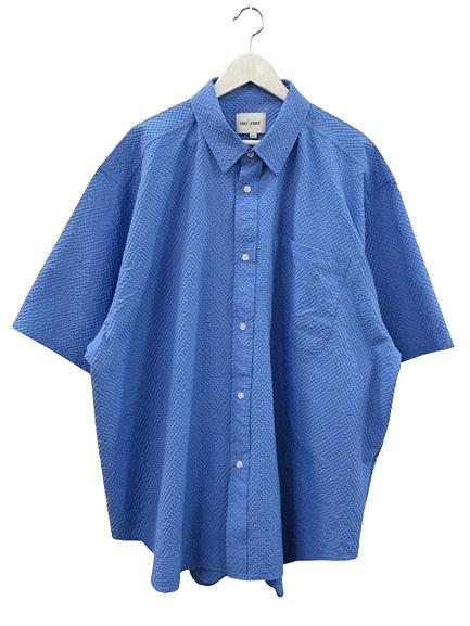 【中古】FAKIE STANCE フェイキースタンス Seersucker shirt シアサッカー シャツ XXXL ブルー 半袖 ボタンシャツ