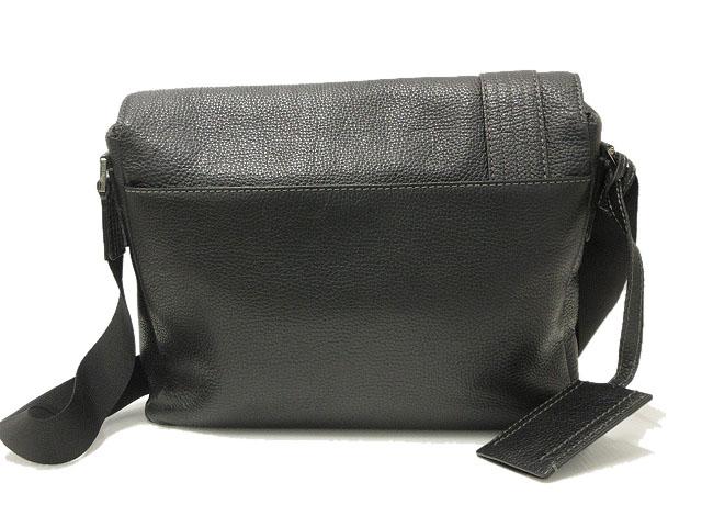 【中古】エステーデュポン S.T.DUPONT レザー フラップ ショルダー バッグ メッセンジャー 黒 牛革 かばん 鞄