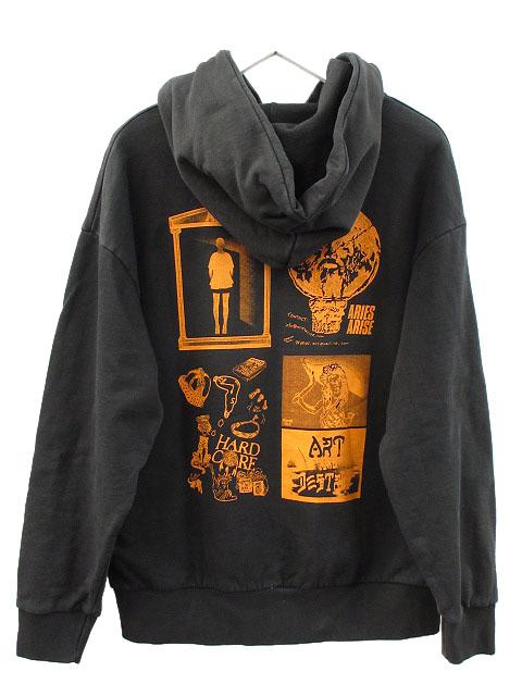 【中古】アリーズ Aries Zine Hoodie プルオーバー パーカー フーディ M ブラック 黒 スウェット トップス メンズ 中古】アリーズ Aries Zine Hoodie プルオーバー パーカー フーディ M