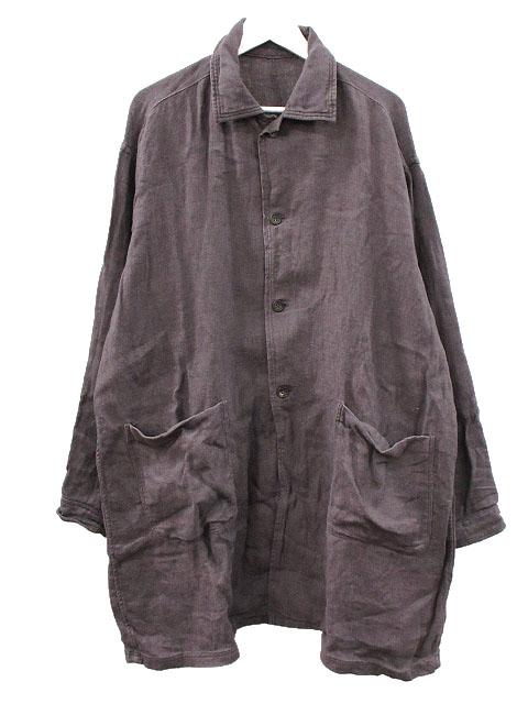 【中古】コリーナ COLINA リネンアトリエコート L パープル 紫 アウター 上着 メンズ