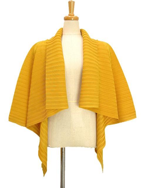 【中古】プリーツプリーズ PLEATS PLEASE カーディガン 羽織り イエロー系 トップス イッセイミヤケ ISSEY MIYAKE