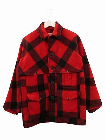 【中古】フィルソン FILSON 90s ダブルマッキーノ クルーザージャケット 38 USA製 ウール チェック 赤 黒