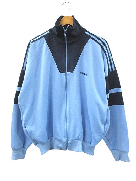 【中古】アディダス adidas 80s トラックジャケット ヴィンテージ 万国旗タグ ビッグサイズ ブルー XL メンズ