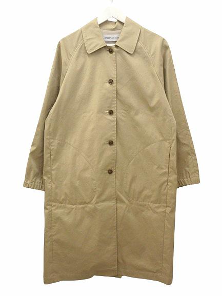 【中古】STAMP AND DIARY スタンプアンドダイアリー ギャバリペル加工ステンカラーラグランスリーブコート ベージュ