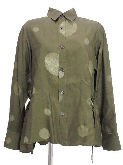 【中古】ワイズ Y's ヨウジヤマモト キュプラ シャツ ドット ブラウス 3 カーキ トップス レディース