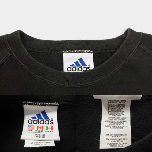 【中古】アディダス adidas 90s USA製 スウェット トレーナー 万国旗 ブラック XL OLD メンズ