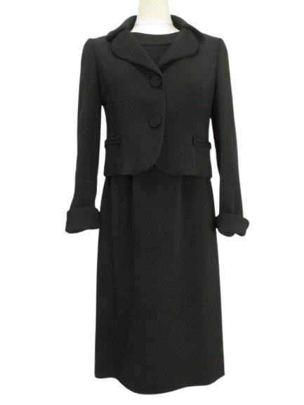 【中古】ランバン LANVIN ノワール NOIR ブラックフォーマル アンサンブル セットアップ ワンピース ジャケット 36 黒