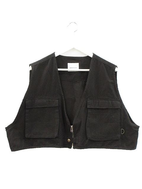 【中古】ソラモナポッシェ solamonat poche フィッシングショートベスト ブラック 黒 コットン 綿 トップス