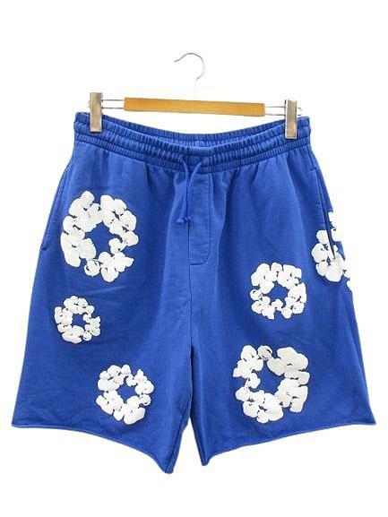 【中古】DENIM TEARS デニムティアーズ Cotton Wreath Sweat Shorts コットンリース スウェット ショーツ M 青 ブルー