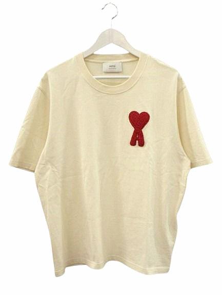 【中古】AMI Alexandre Mattiussi アミア 25SS Ami de Coeur パッチ Tシャツ 刺繍 HTS065 S アイボリー系