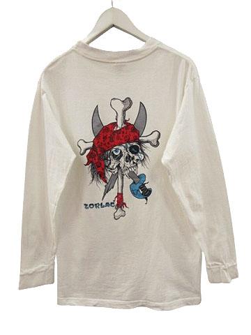 【中古】CASUALTY ゾーラック ZORLAC パイレーツ スカル 長袖 Tシャツ M ロンT パスヘッド USA製 ホワイト 白