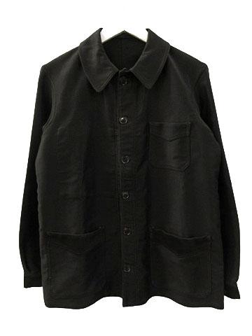 【中古】ヴィンテージ UNKNOWN 30s 40s フレンチワーク ブラック モールスキン ジャケット Vポケット カバーオール