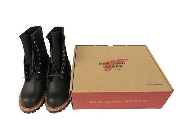 【中古】未使用品 レッドウィング REDWING 4501  8インチ ロガーブーツ ブラックオイルスリック レザー 8.5D メンズ