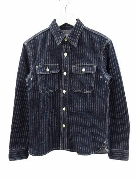 【中古】ザ フラットヘッド THE FLAT HEAD 7012W デニムワークシャツ ウォバッシュ ストライプ 36 メンズ