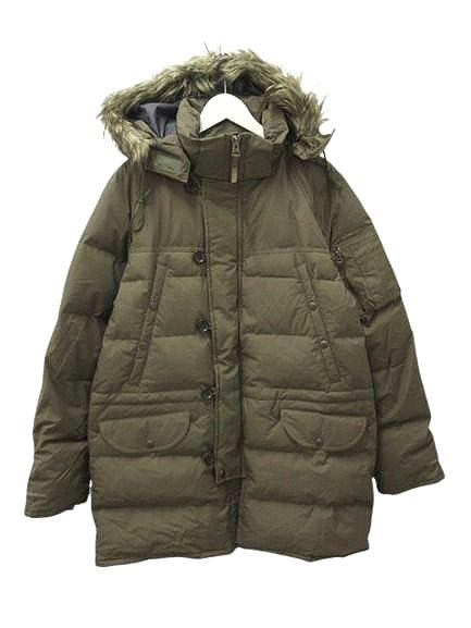 【中古】エディーバウアー EDDIE BAUER EB650 ダウンジャケット 9893 ダウンコート L カーキグリーン ジップアップ