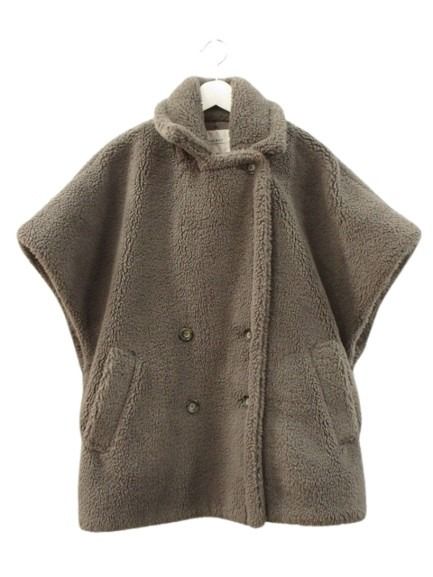 【中古】アルページュ ストーリー Arpege story ボアポンチョコート 2 グレー ベスト ジレ 上着 アウター レディース