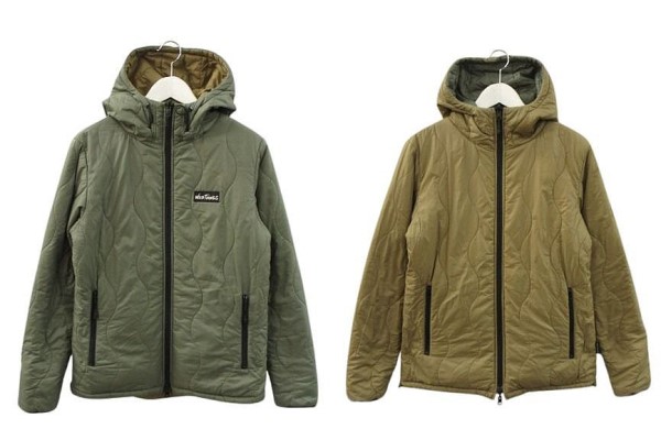 【中古】ワイルドシングス WILDTHINGS プリマロフト リバーシブルパーカ WT17101N S カーキ ベージュ キルティング