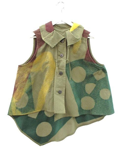 【中古】ジウ 慈雨 センソユニコ ニードル ベスト 40 カーキ系 2024AW トップス レディース