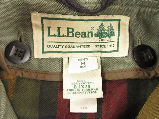 【中古】エルエルビーン L.L.BEAN ハンティングジャケット カバーオール ライナー付き プリマロフト グリーン M