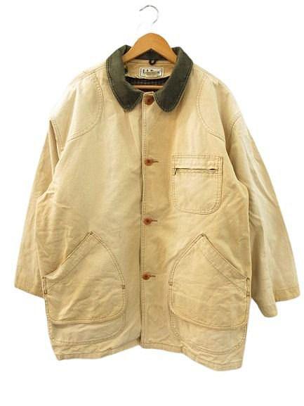 【中古】エルエルビーン L.L.BEAN 80s ハンティングジャケット カバーオール ライナー付き USA製 ベージュ XL